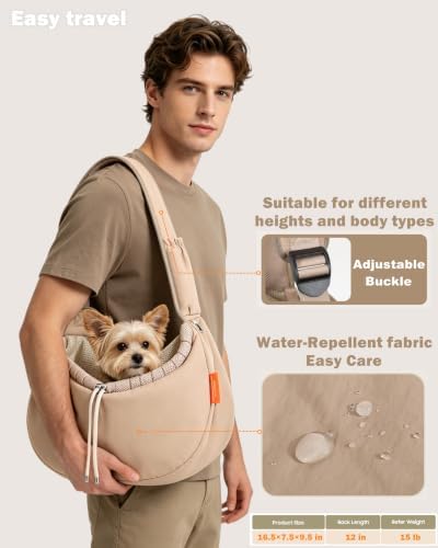 Pet Sling Carrier for Small Dogs & Cats up to 15 lbs,Puppy Carrier Purse with Storage Pocket,Hands-Free Pet Carrier Bag for Travel,Adjustable Shoulder Strap,Machine Washable - Image 3