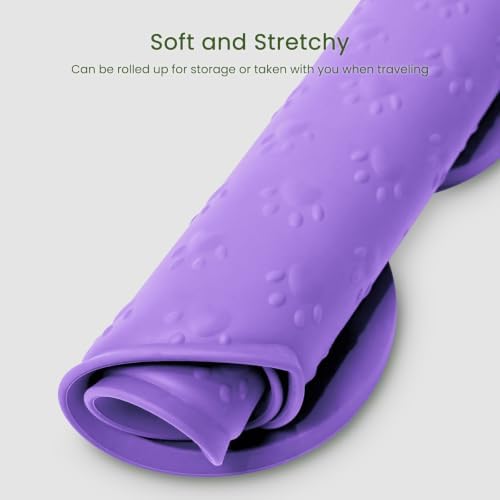 PWTAA Dog Food Mat Anti-Slip Silicone Dog Bowl Mat Thicker Pet Placemat Waterproof Cat Feeder Pad with Raised Edge Puppy Kitten Feeding Mats Suitable Small Medium-Sized Dogs Cats Eating Tray - 2PCS - Image 6