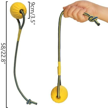 2 Pack Ball with Rope Dog Toy,Fling Dura Foam Toy,Dog Water Float Ball Rraining Boall on Rope (1 * 7cm/2.8"+1 * 9cm/3.5") - Image 3