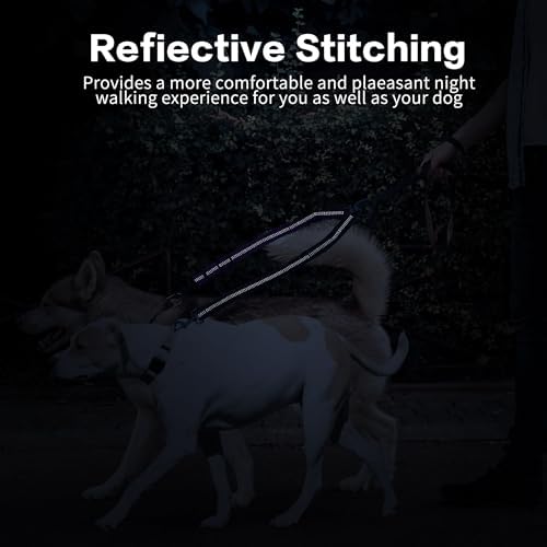 YAODHAOD Double Dog Leash,Two Dog Leash Splitter, No Tangle 360° Swivel Rotation Reflective Lead, Adjustable Length Bungee Heavy Duty Walking Training Dual Extension (Black + Purple) - Image 5