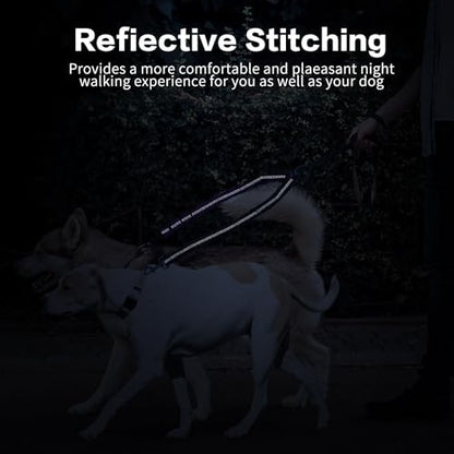YAODHAOD Double Dog Leash,Two Dog Leash Splitter, No Tangle 360° Swivel Rotation Reflective Lead, Adjustable Length Bungee Heavy Duty Walking Training Dual Extension (Black + Purple) - Image 5