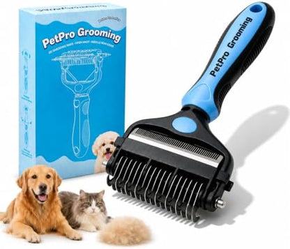 3-in-1 Grooming Brush: Skin-Safe Dematting Rake for Dogs & Cats by Unknown