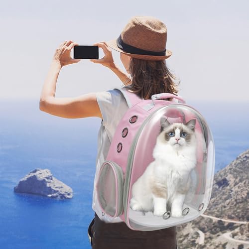 Cat Backpack, Airline Approved Bubble Carrying Bag for Small Medium Dogs Cats, Space Capsule Pet Carrier Dog Hiking Backpack Travel Carrier (Pink) - Image 6