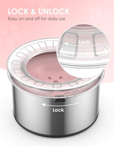 Heouvo 1 Gallon No Spill Dog Water Bowl with Slow Drink Floating Disk(Pink) - Image 6