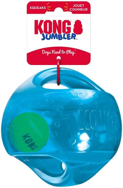 KONG Jumbler Ball - Interactive Dog Toy for Dog & Puppy Playtime - Fetch Toy with Tennis Ball - Dog Supplies for Engaging Play (Medium/Large)