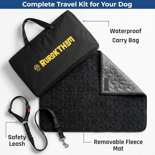Dog Car Seat for Large Medium Dogs, Back Seat Extender for Pets with Hard Bottom, Waterproof Dog Seat Cover with 3 Mesh Windows, Removable Fleece Mat for Cars SUVs Trucks - Image 4