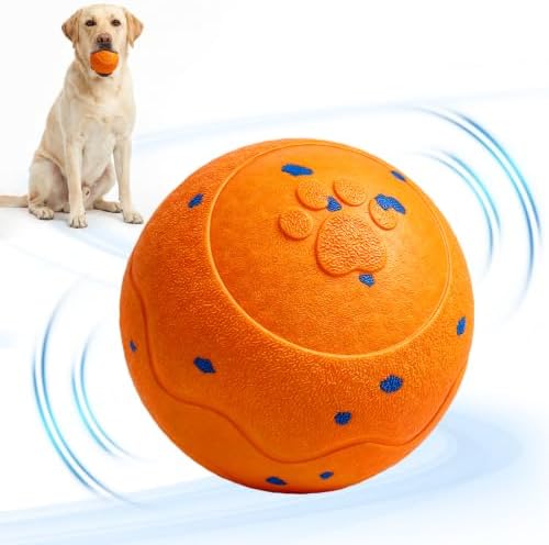 Interactive Dog Ball Toys - Automatic Moving, Bouncing Chew Toys, Wicked Balls with 3 Modes, E-TPU Vibrating Dog Ball for Small/Medium/Large Dogs, Birthday Gifts for Dogs(Orange) by Huimpet