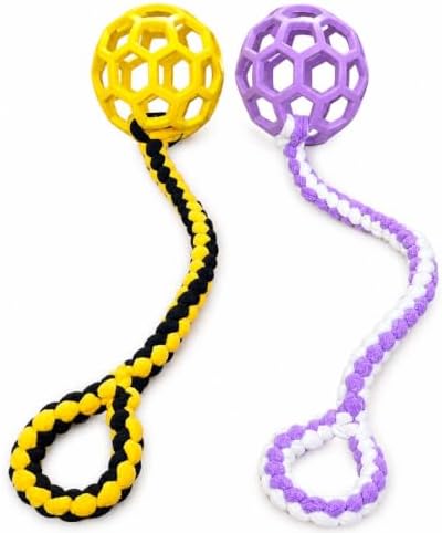 Braided Fleece Dog Tug Toy with Ball, Tug of War Rope Random/1PC by BabaNana
