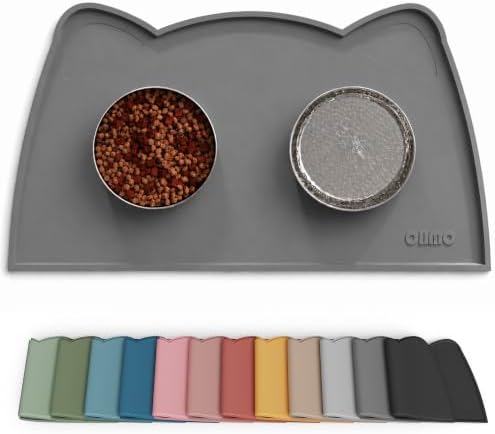 OHMO Cat Food Mat, Silicone Pet Feeding Mat, 20x12, Dark Grey by OHMO