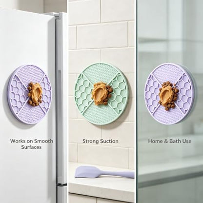 2Pcs Silicone Dog Cat Lick Mat, 61 Suction Cups Honeycomb BPA-Free - Image 3