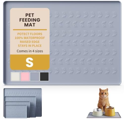 Waterproof Silicone Pet Feeding Mat, Dog Cat Food Water Bowl, Raised Edge by CHARMROSE