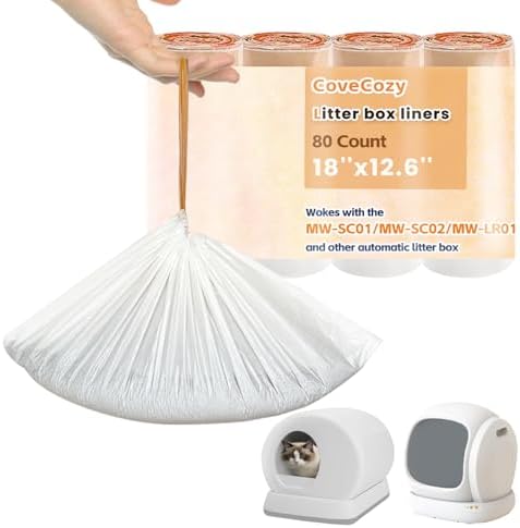Cat Litter Bags Compatible with MW-SC01/SC02/SC09/LR01/LR02, Heavy Duty Drawstring Replacement Liners, Thick Leakproof Cat Litter Waste Bags, 18" x 12.6" (80Count) (80Count) by CoveCozy