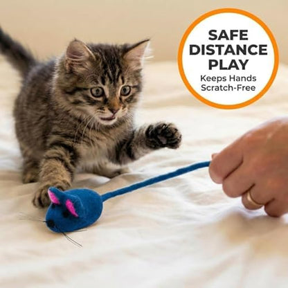 Glaciart One Felt Mouse Cat Toy – Soft Fuzzy Enrichment 100% Natural Wool - Interactive Catnip Play Cat Toy Set - Safe for Pets, Non-AZO Colored Dyes - 42” Long - Image 3