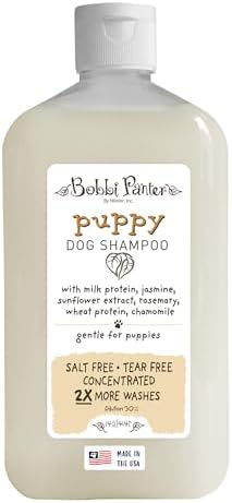Bobbi Panter Puppy Dog Shampoo Milk Protein, Jasmine, Sunflower & Chamomile – Gentle Nourishing Formula for Puppies & Sensitive Skin, Tear-Free, 30:1 Concentrate, Made in USA, 14 oz by Arkwright