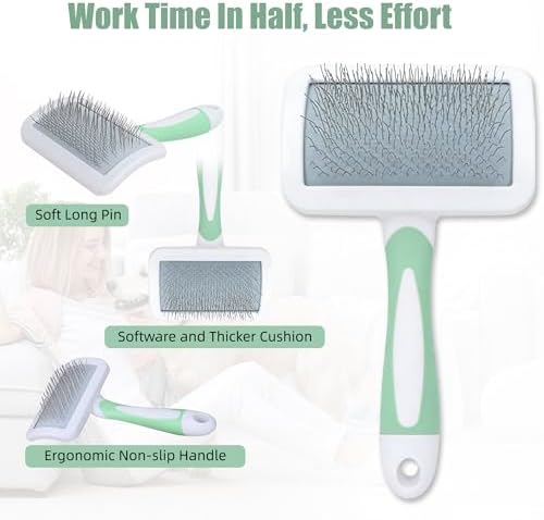 Slicker Brush for Dogs & Pet Comb,Grooming Brush for Thick,Fluffy,Shedding Fur on Dogs and Cats Soft,Gentle Pins for Grooming - Image 5