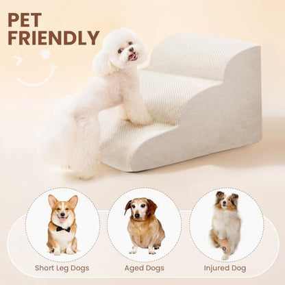 Dog Stairs for Small Dogs, High Density Foam Dog Ramp, Extra Wide Non-Slip Pet Steps for High Beds Or Couch, Soft Foam Doggie Ladder for Dogs Injured, Older Pets, Small Cats - Image 7