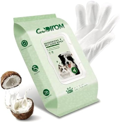 Pet Cleaning Glove Wipes for Dogs & Cats, 20 Pcs by Codirom