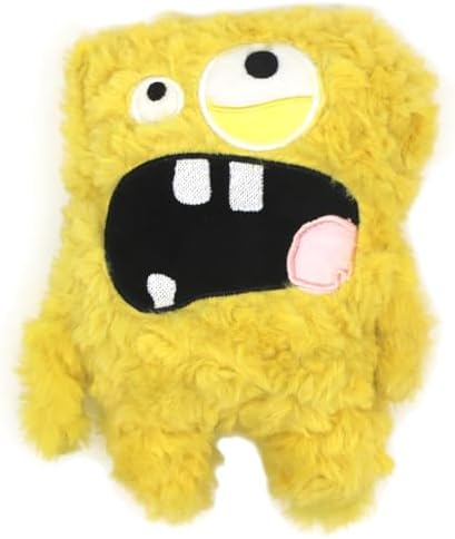 Monster Stuffed Squeaky Dog Toy, Crinkle Dog Plush Toy, Yellow by HUGEME