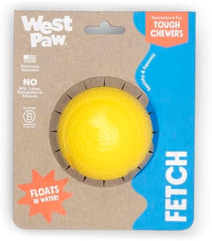 WEST PAW Boundr Ball Dog Fetch Toy – Bouncing Toys for Dogs, Fetch, Catch, Chewing, Play – Floatable, Recyclable Balls – Large Dandelion Yellow by WestPaw