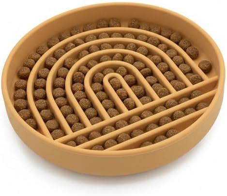 Slow Feeder Dog Bowl - Silicone Dog Bowl, Small, 6" x 1.25" - Honey by ShouldWeGo