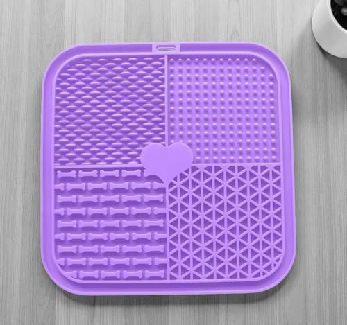 Dog, cat Silicone Food Grade Licking mat Slow Feeder Great for Yogurt,Peanut Butter Cold Smear Treats (Lilac, Medium) by PAWFECTBEDCOMPANYANDSUPPLY