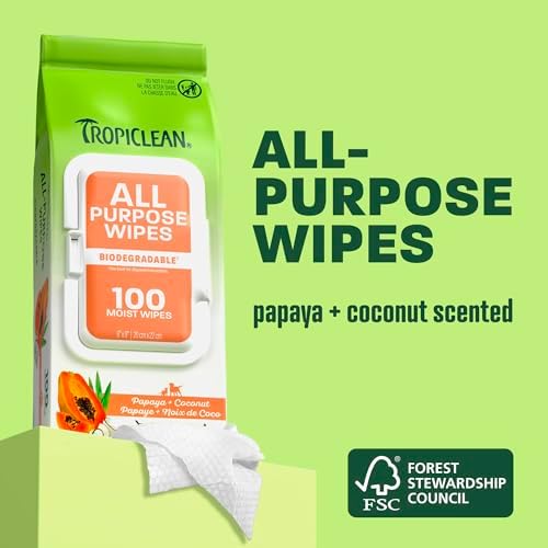 TropiClean All Purpose Dog Cleaning Wipes, Papaya Scent, 100ct, 4 Pack - Image 2