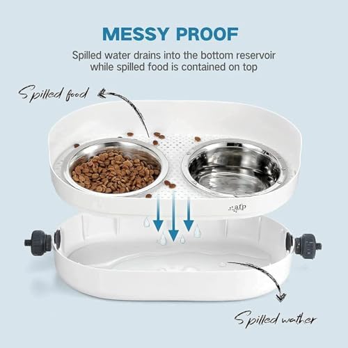 All for Paws Height Adjustable Cat Elevated Bowls Stainless Steel Dog Food Water Bowls, Height Adjustable Cat Feeder Mess Proof Pet Feeding Bowls for Small to Large Size Cats - Image 4