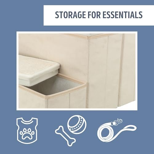 TRIXIE 3-Step Velour Pet Stairs for Dogs & Cats - 17.7" H - Beige - Image 4
