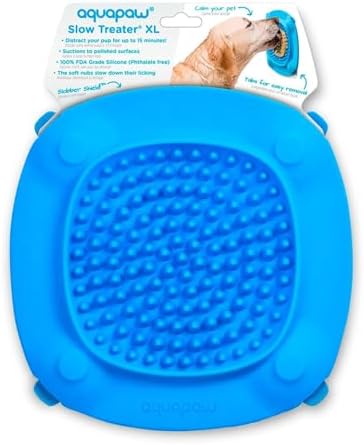 Aquapaw Lick Mat for Dogs with Suction Cups - XL, Blue, 1-Pack - Slow Feeder Lick Pads for Dogs & Grooming Enrichment - Food Mat for Peanut Butter Treats by Aquapaw