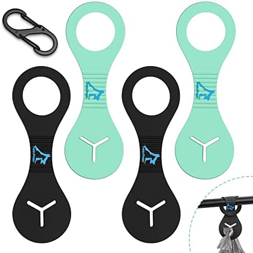 Dog Poop Bag Holder for Leash Waste Bag Carrier Dog Poop Bag Dispenser for Walking Running Bicycle Accessory 4 Pieces (Black + Light Green) by PuppyDoggy