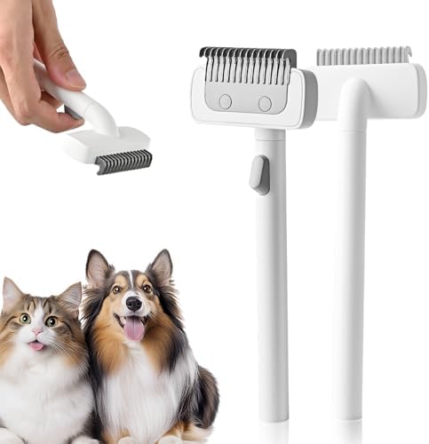 Cat Brush cat grooming supplies Gently Removes Loose Undercoat Mats, Tangled Hair and Soothes Skin. Ideal for Long and Short Haired Pets. (White) by Diecallan