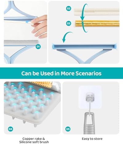 Pet Hair Remover for Carpet, 54 Inch Adjustable Long Handle Carpet Rake for Pet Hair Removal, 3 Piece Dog Hair Carpet Rake and Carpet Scraper Tool for Rugs, Couch, Stairs, Furniture - Image 6