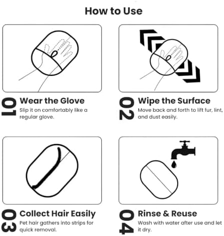 Pet Hair Remover Glove for Dogs & Cats – Upgraded 5-Finger Deshedding & Grooming Glove, Reusable Electrostatic Fur Remover for Furniture, Couch, Carpet & Car Seats - Image 6