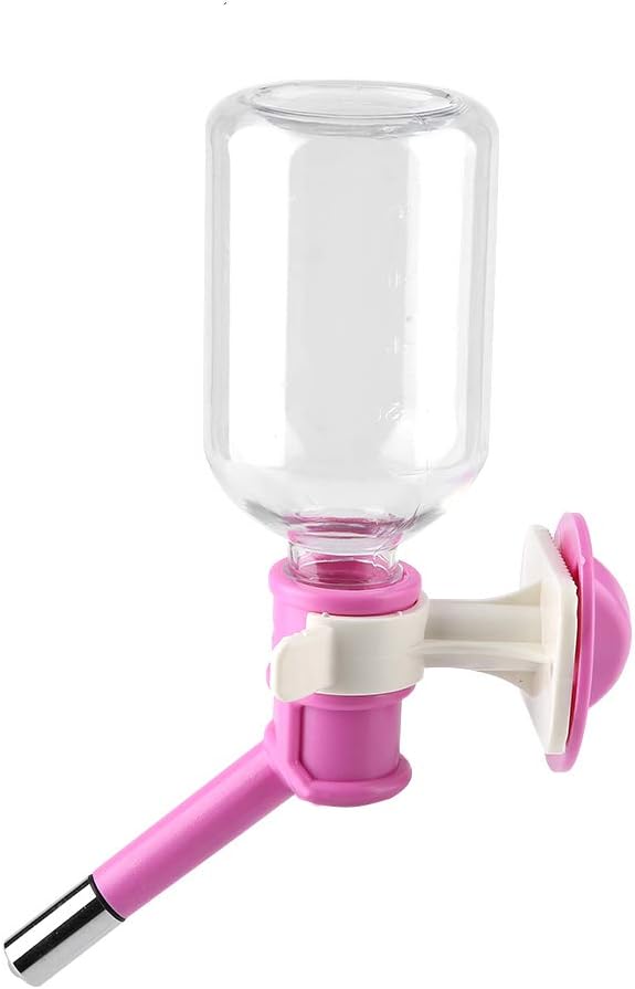Dog Water Bottle, Portable Pet Hanging Drinking Bottle Water Dispenser Cat Water Bottle Dog Water Dispenser Plastic + Stainless Steel for Dogs, Cats, Rabbits, Hamsters