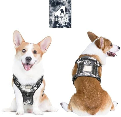 AUROTH Tactical Dog Harness for Small Medium Large Dogs - No Pull, Adjustable, Reflective, K9 Working Training, Easy Control, Military Service Dog Harness (M, Black Ink) - Image 2