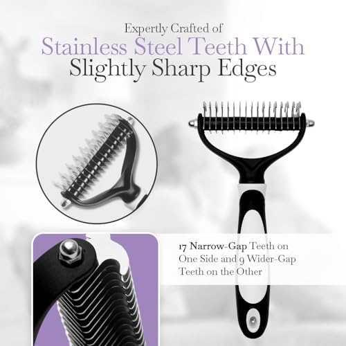 Fuller Brush Pet Dematting Comb – Stainless Steel Blades Remove Tangles, Knots & Mats – Safe for Dogs & Cats with Sensitive Skin – Comfortable Grip, Easy Grooming Tool - Image 3