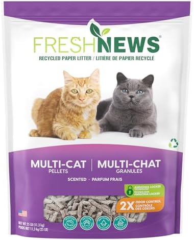 Fresh News Multi-Cat Pellet Non-Clumping Paper Cat Litter, 25 Pound by FreshNews