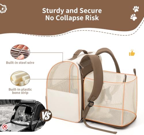 wakytu Expandable Cat Carrier Backpack,Pet Carrier for Small Cats Dogs - Image 4