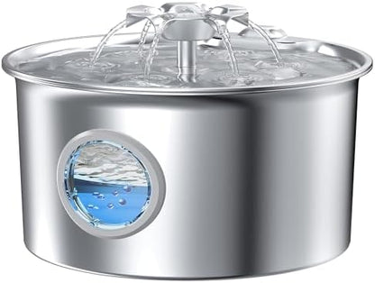 Stainless Steel Cat Water Fountain: 88oz/2.6L Pet Fountain for Drinking by IHOUONE