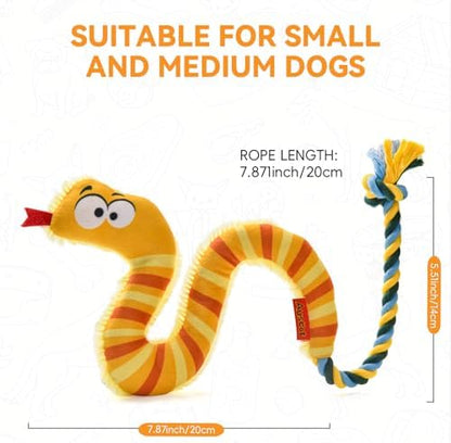 AUSCAT Plush Dog Rope Toy, Durable Squeaky Dog Toys for Puppy Small Medium Dogs (Not for Aggressive Chewers), Snake & Giraffe - Image 2