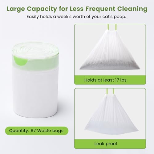 PETOCAT Cat Litter Liner Bags Compatible with Litter Box Robot 3, 4 and Most Self-Cleaning Litter Boxes, 67 Count drawstring Kitty Automatic Waste Drawer Liners, Disposable Pet Trash Replacement Bags - Image 6