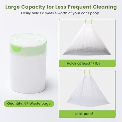 PETOCAT Cat Litter Liner Bags Compatible with Litter Box Robot 3, 4 and Most Self-Cleaning Litter Boxes, 67 Count drawstring Kitty Automatic Waste Drawer Liners, Disposable Pet Trash Replacement Bags - Image 6
