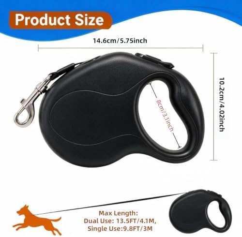 13.5 FT Dual Retractable Dog Leash(Up to 33 LBs Each)+Poop Bags&Holder - Image 3