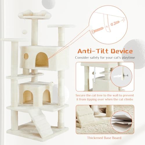 Sweetcrispy 54-inch Cat Tree Tower with Scratching Posts, Indoor Use - Image 6