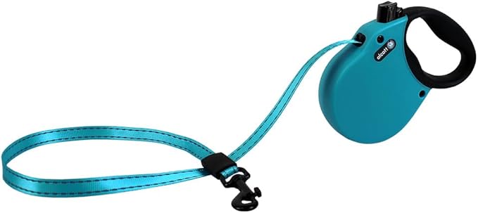 Alcott Adventure Retractable Reflective Belt Leash – 10 Feet – Extra Small for Dogs up to 25 lbs, Blue with Black Soft Grip Handle – Durable & Comfortable Dog Leash