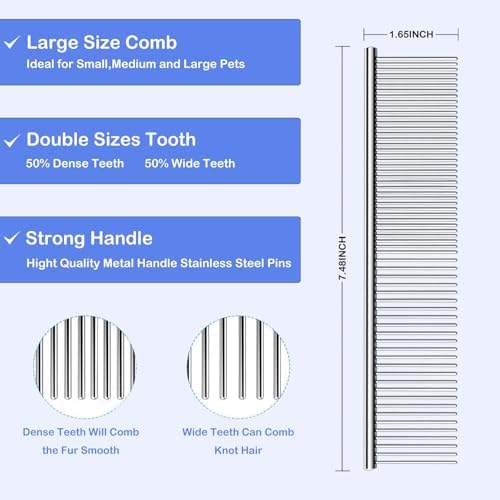 2PCS Slicker Brush for Dogs & Pet Comb, Dog Grooming Brush, Large - Image 4