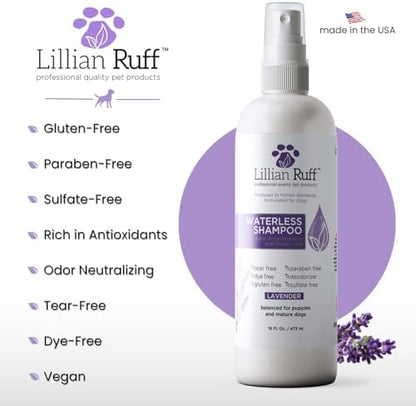 Lillian Ruff Waterless No-Rinse Dog Dry Shampoo Spray with Hydrating Essential Oils - pH-Balanced Dry Shampoo for Dogs - Clean, Condition, Detangle & Deodorize Dry, Sensitive Skin (Lavender) - Image 5