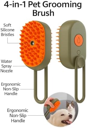 4-in-1 Pet Grooming Brush with Water Spray for Dogs & Cats, Silicone - Image 2
