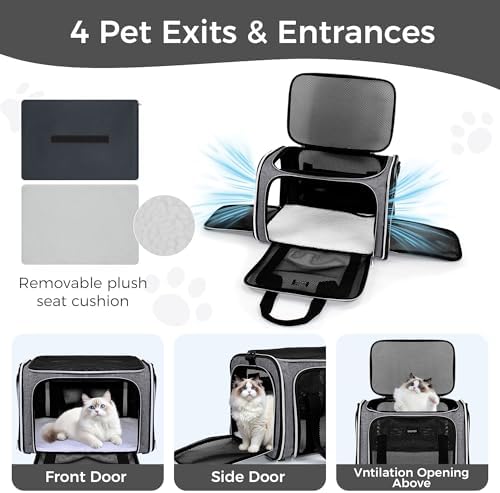 BAGLHER Pet Travel Carrier, Cat Carriers Dog Carrier for Small Medium Cats Dogs Puppies, Airline Approved Small Dog Carrier Soft Sided, Collapsible Puppy Carrier. Grey - Image 4