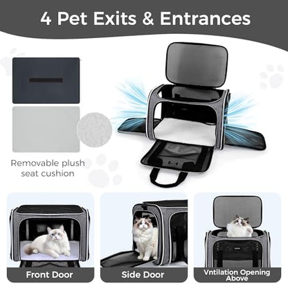 BAGLHER Pet Travel Carrier, Cat Carriers Dog Carrier for Small Medium Cats Dogs Puppies, Airline Approved Small Dog Carrier Soft Sided, Collapsible Puppy Carrier. Grey - Image 4